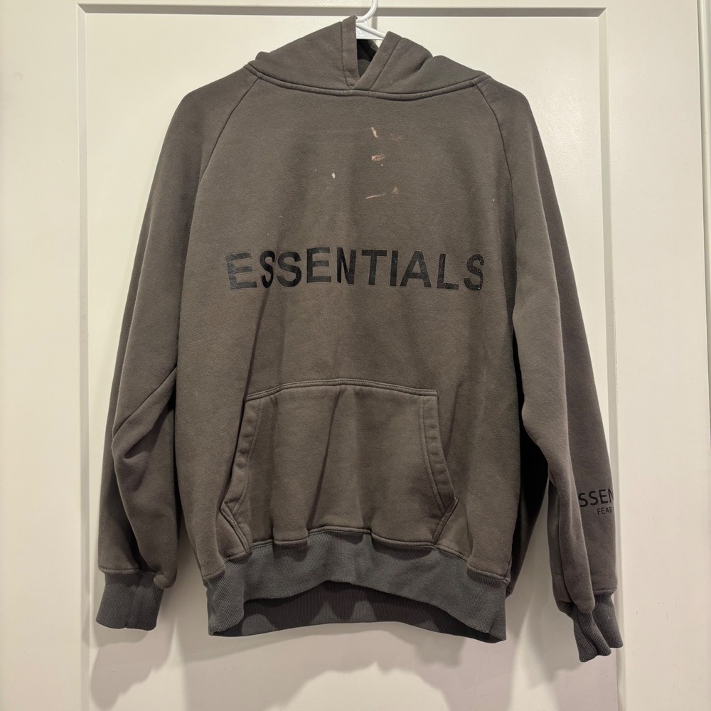 Fear of God Essentials Hoodie Charcoal Grey Logo Pullover Streetwear